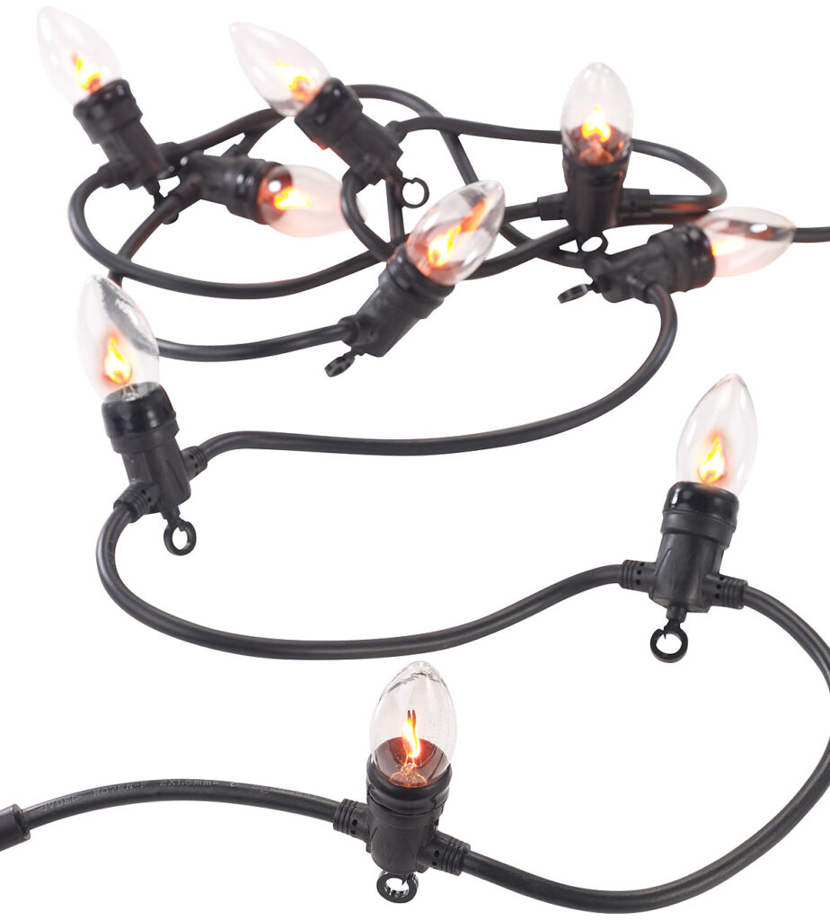Deko-Lichterkette mit 10 Glühbirnen in Flammen-Optik, IP44,4,2 m