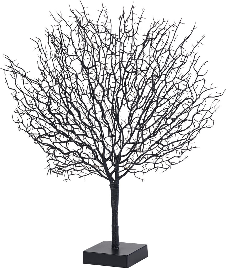 Moderner Lichterbaum mit 25 warmweissen LEDs, 50 cm, schwarz