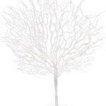 Moderner Lichterbaum mit 25 warmweissen LEDs, 50 cm, weiss