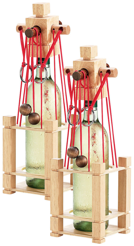 Flaschen-Puzzle „Siena“ aus stabilem Echtholz, 2er-Set