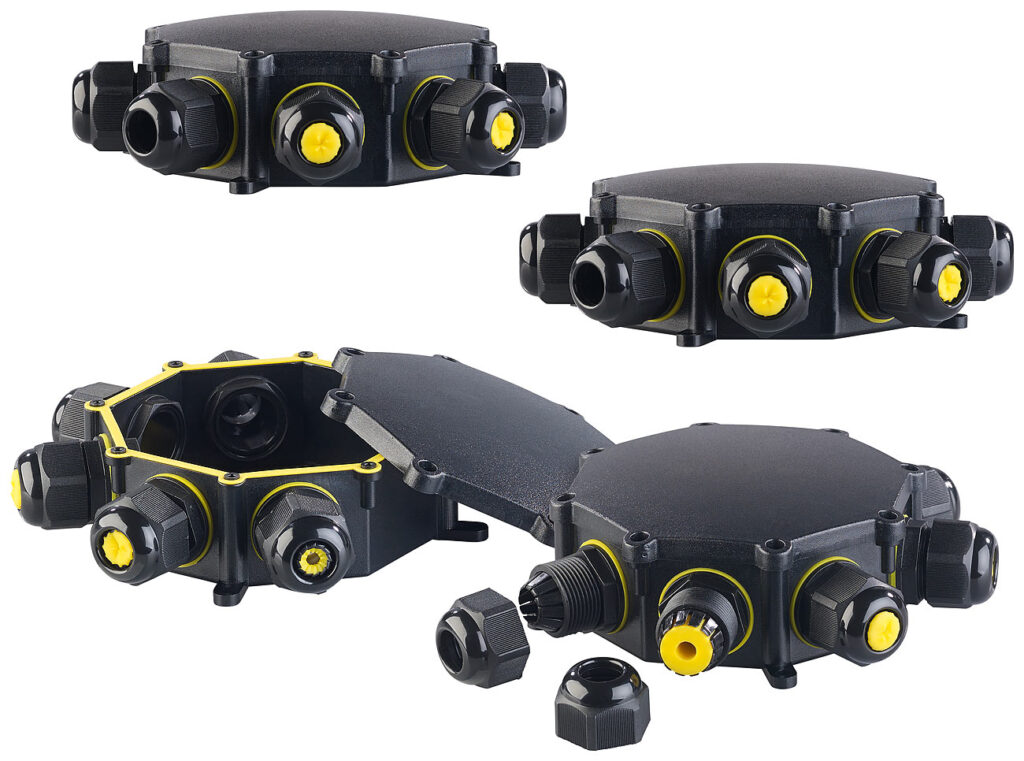 4er-Set Outdoor-Kabel-Verbindungsbox, 6-fach, Kabel bis Ø 14 mm, IP68