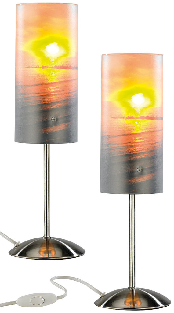 Individuelle Tischlampe bedruckbar mit Ihrem Lieblingsfoto, 2er Set