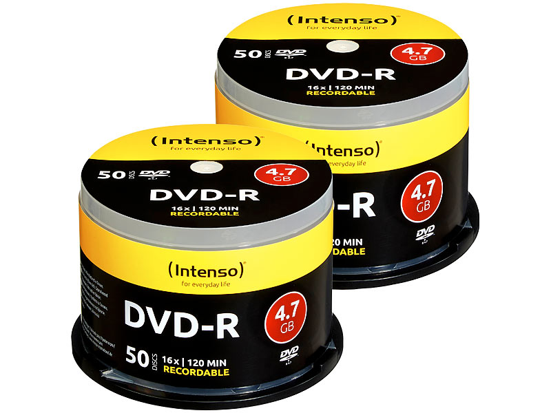 2er-Set DVD-R 4.7GB 16x   mit je  50 Rohlingen