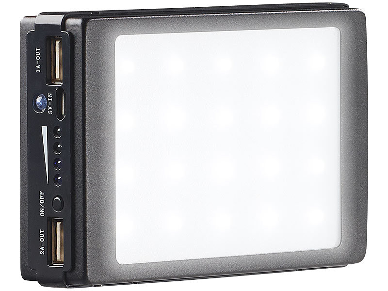 2in1-Solar-Powerbank mit Campingleuchte, 11.000 mAh, 20 LEDs, 240 lm