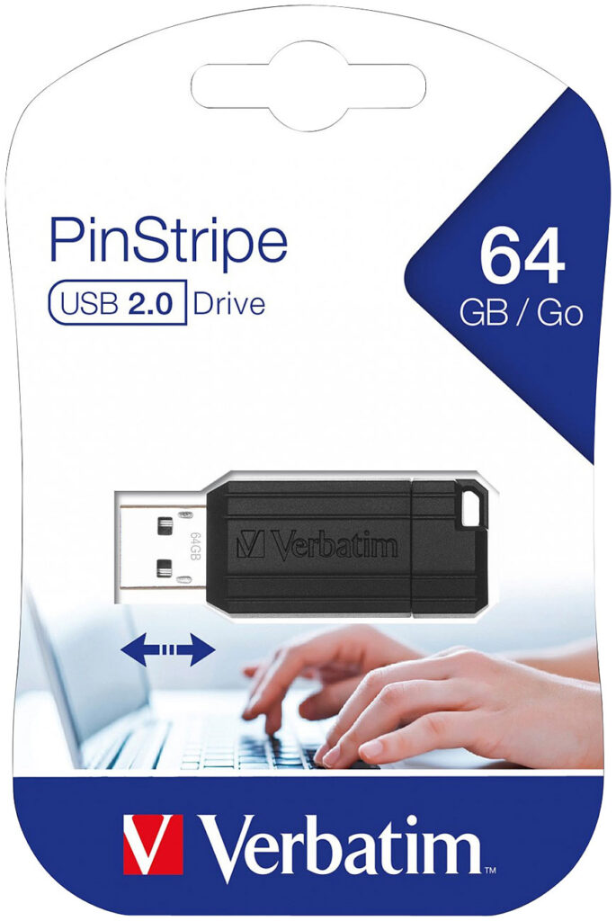 PinStripe 64GB USB-Speicherstick (USB 2.0), schwarz