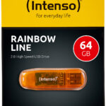 64 GB USB-Speicherstick Rainbow Line, transparent-orange