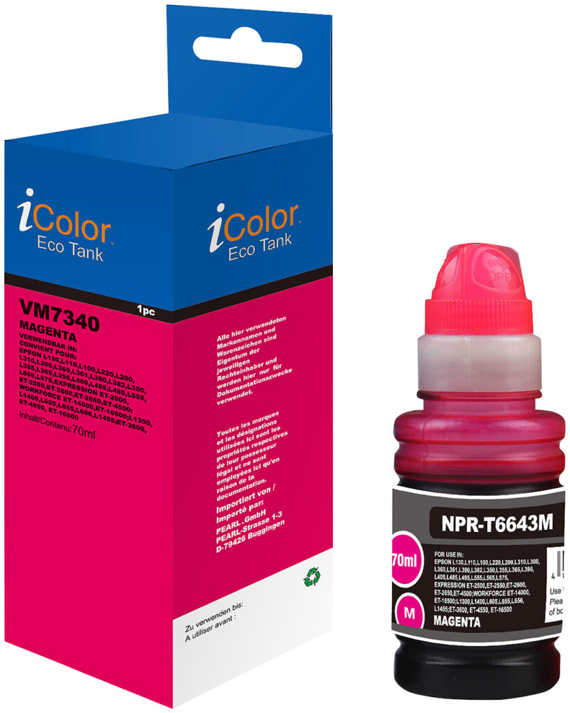 Nachfüll-Tinte für Epson, ersetzt Epson C13T664340, magenta (rot)