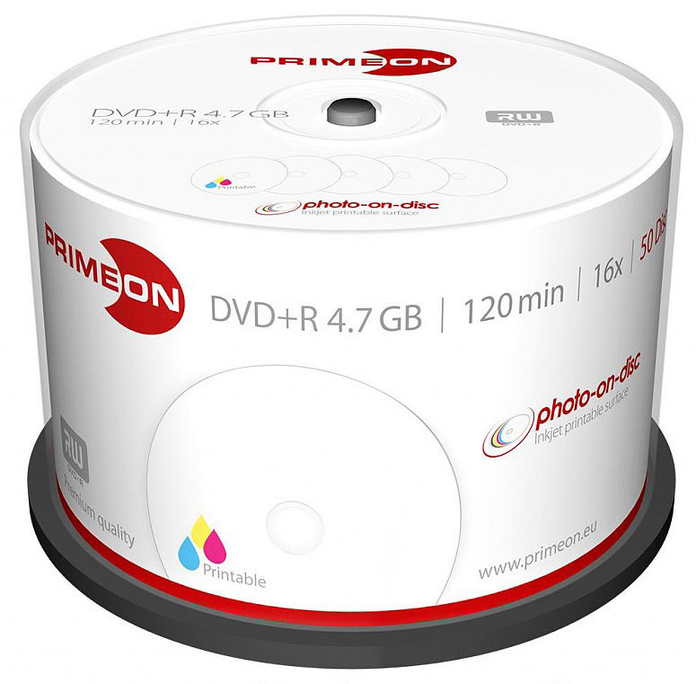 DVD+R 4.7 GB, 16x, bedruckbar, 50er-Box