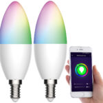 2er-Set WLAN-LED-Lampen, für Amazon Alexa/GA, E14, RGB, CCT, 5,5 W
