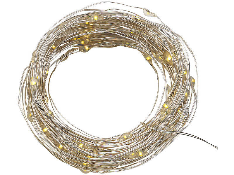 2er-Set USB-LED-Lichterdraht, 100 LEDs, 8 Modi, 10 m, warmweiss