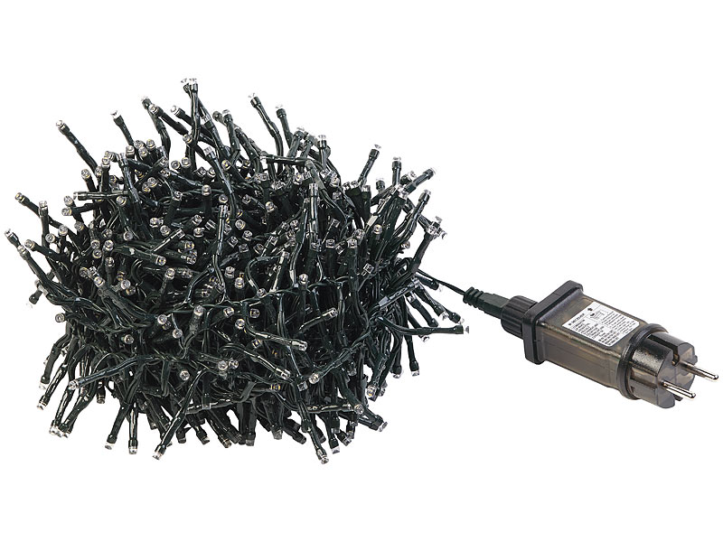 LED-Büschel-Lichterkette, 600 warmweisse LEDs, 8 Leuchtmodi, 6m, IP44