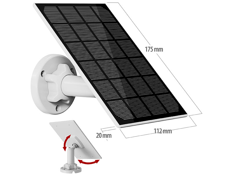 2er-Universal-Solarpanel für Akku-IP-Kameras, 3 Watt, IP65
