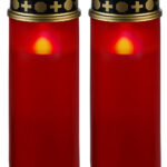 2er-Set XL-LED-Grablichter, Lichtsensor, Batteriebetrieb, 21 cm, rot