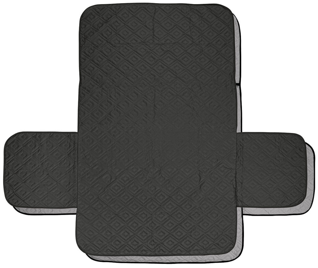 Wende-Schonbezug für 2-Sitzer-Sofa, wasserabweisend, Grau/Schwarz