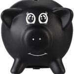 Keramik-Sparschwein mit Tafellack zum Beschriften, Kreide, Schlüssel