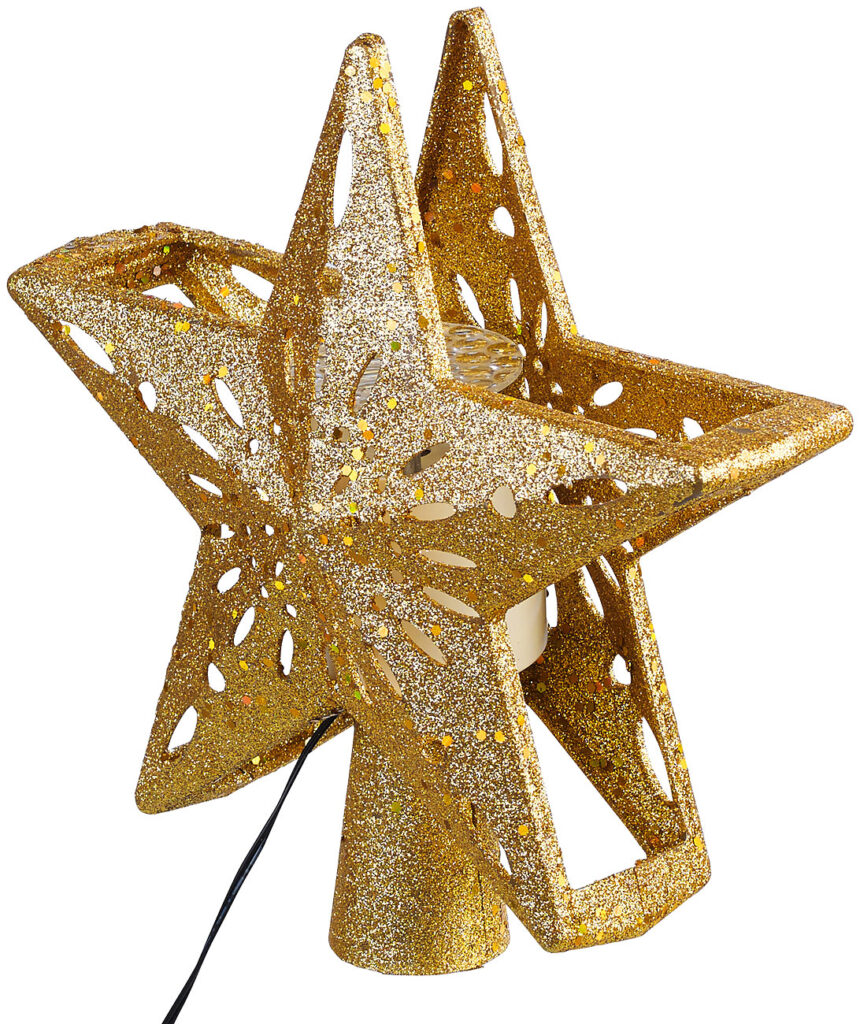 LED-Weihnachtsstern-Baumspitze mit Projektor, gold