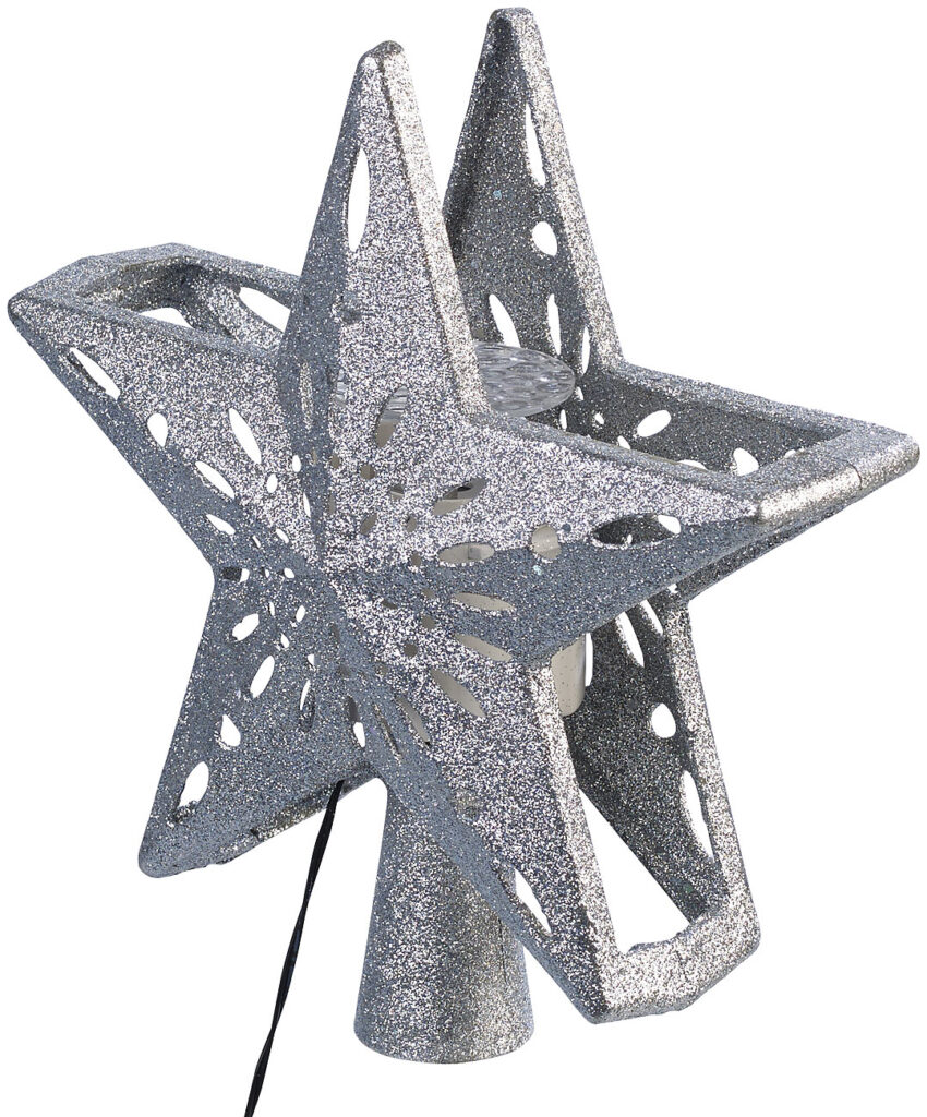 LED-Weihnachtsstern-Baumspitze mit Projektor, silber