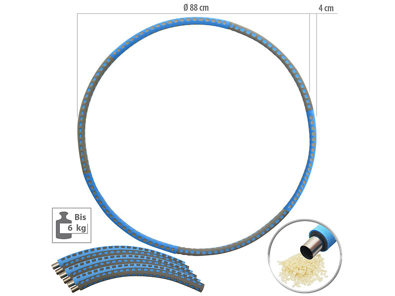 Hula-Hoop-Reifen, Schaumstoff-Mantel, befüllbar bis 6 kg, Ø 8 cm