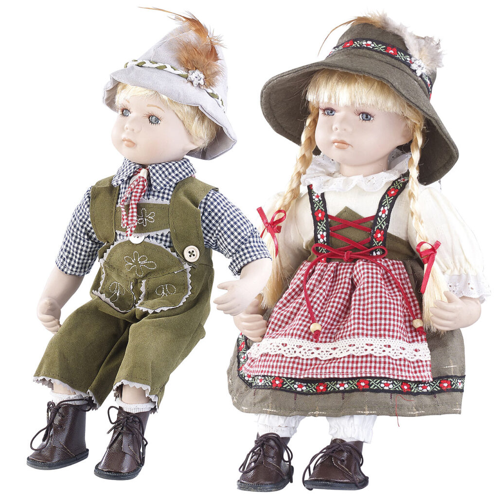 Sammler-Porzellan-Puppe Set „Anna“ und „Anton“, 34 und 36 cm